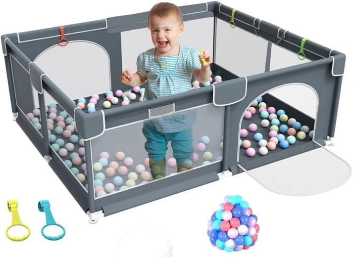 Baby Playpen Activity Center with Soft Foam Bumpers & Breathable Mesh Sides