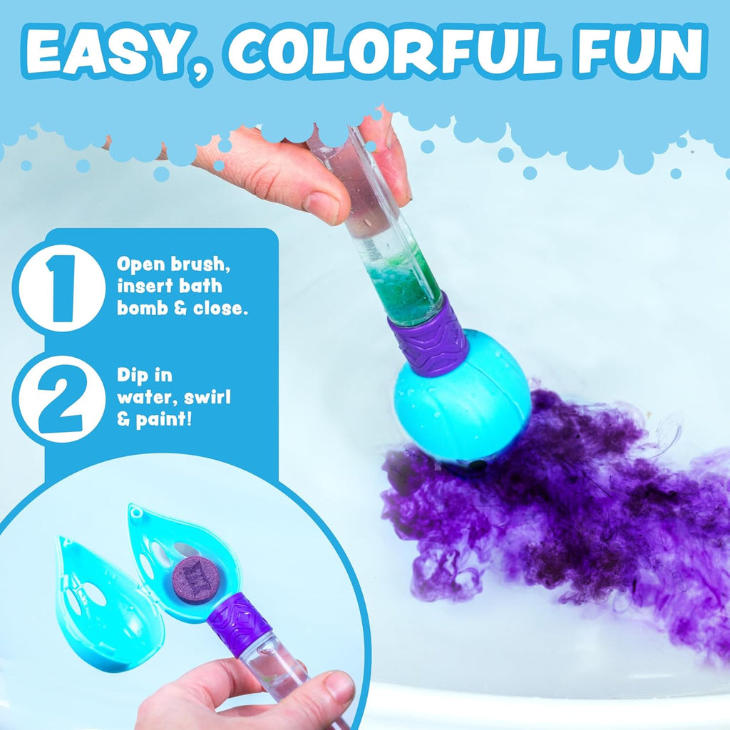 Bath Bomb Set | Nontoxic & Fragrance-Free | Use Brush to Paint Water with Vibrant, Fizzing Colors | Fun BathBombs for Kids Bath | Creative Bathtub Toys for Toddlers