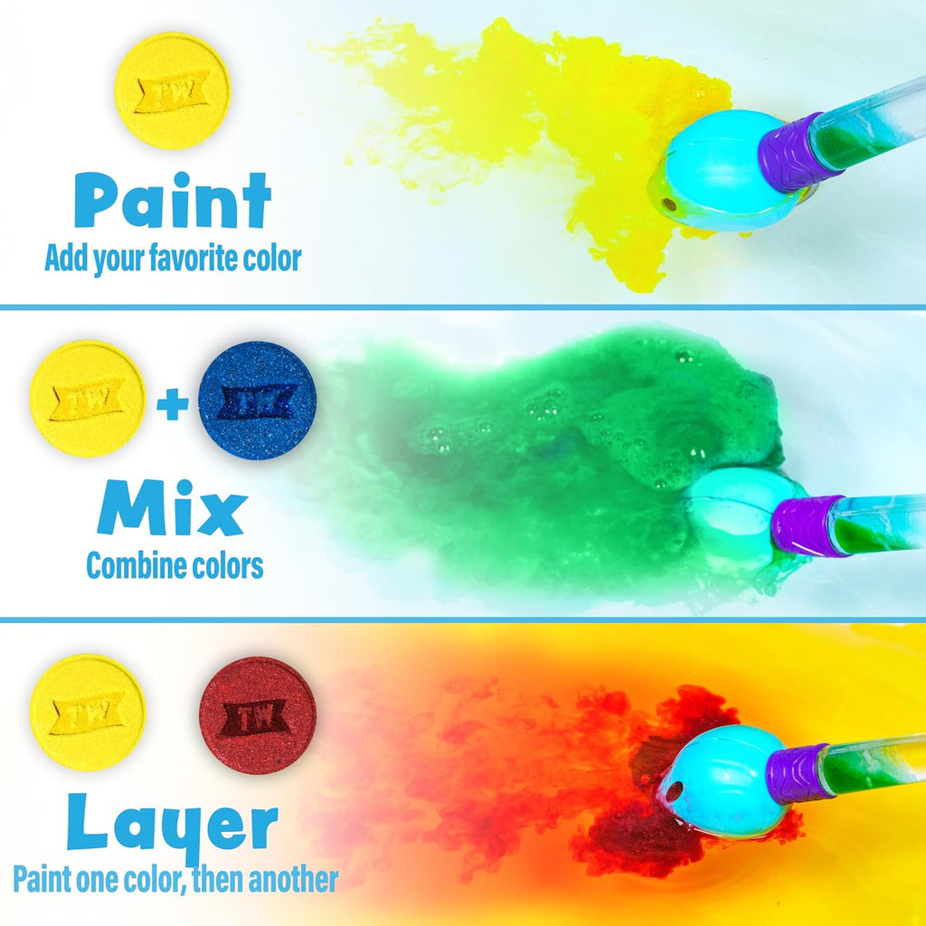Bath Bomb Set | Nontoxic & Fragrance-Free | Use Brush to Paint Water with Vibrant, Fizzing Colors | Fun BathBombs for Kids Bath | Creative Bathtub Toys for Toddlers